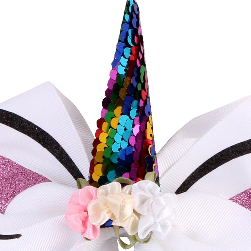 Kids Bows Hair Band Glitter Headband Birthday Party Flower Crown White