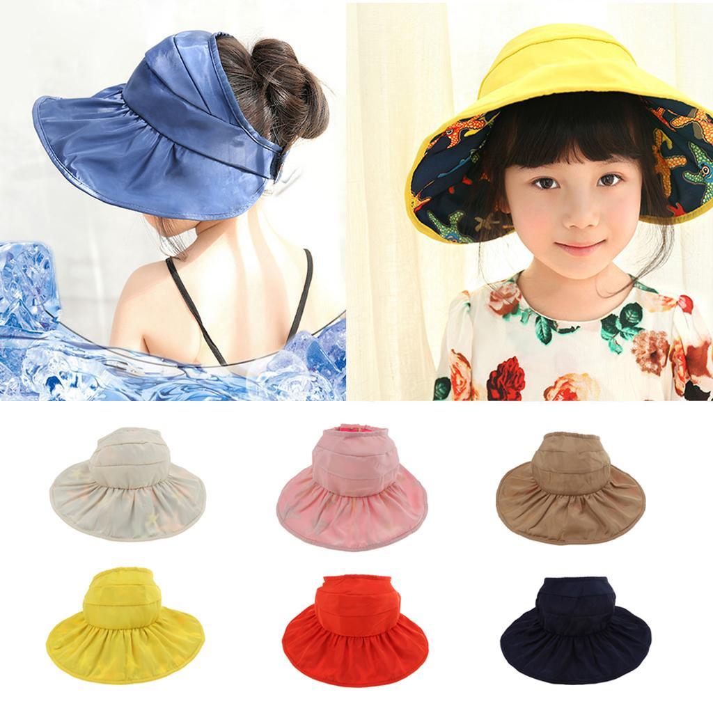 Summer Children's Sun Visor Hat  Beach Hat Wide Brim Adjustable Cap White