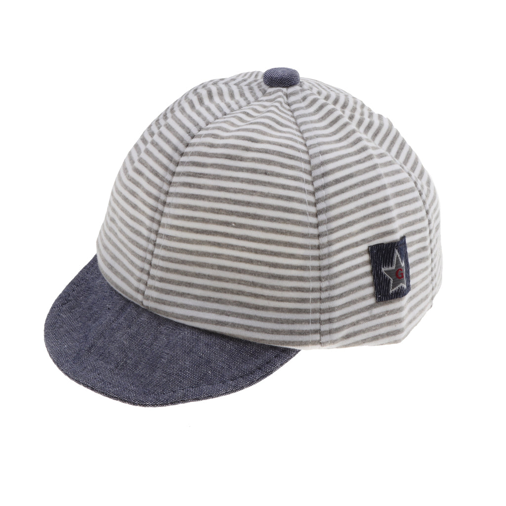 Baby Boy Hats Striped Soft Cotton Sunhat Baseball Cap Sun Hat Beret Gray