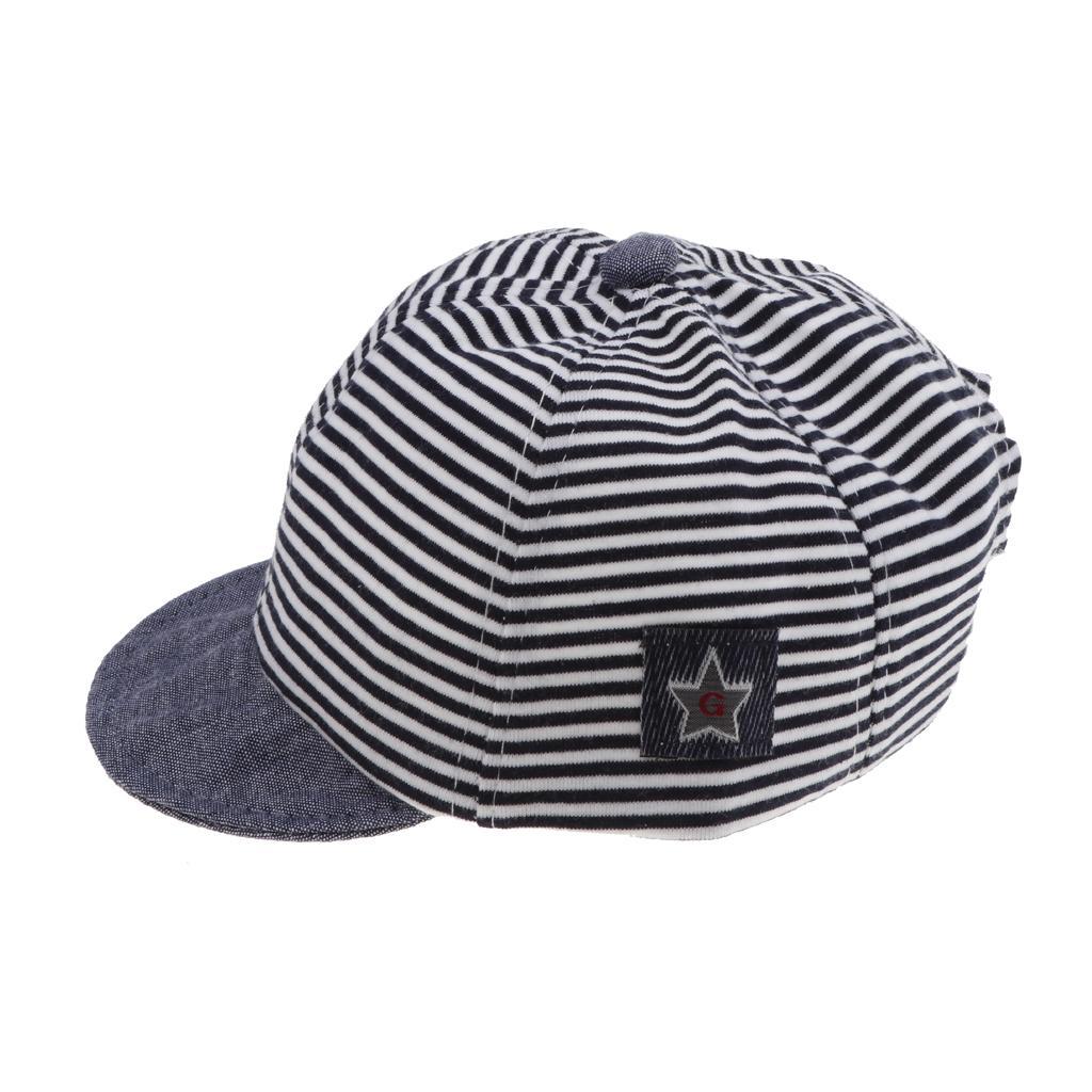 Baby Boy Hats Striped Soft Cotton Sunhat Baseball Cap Sun Hat Beret Navy