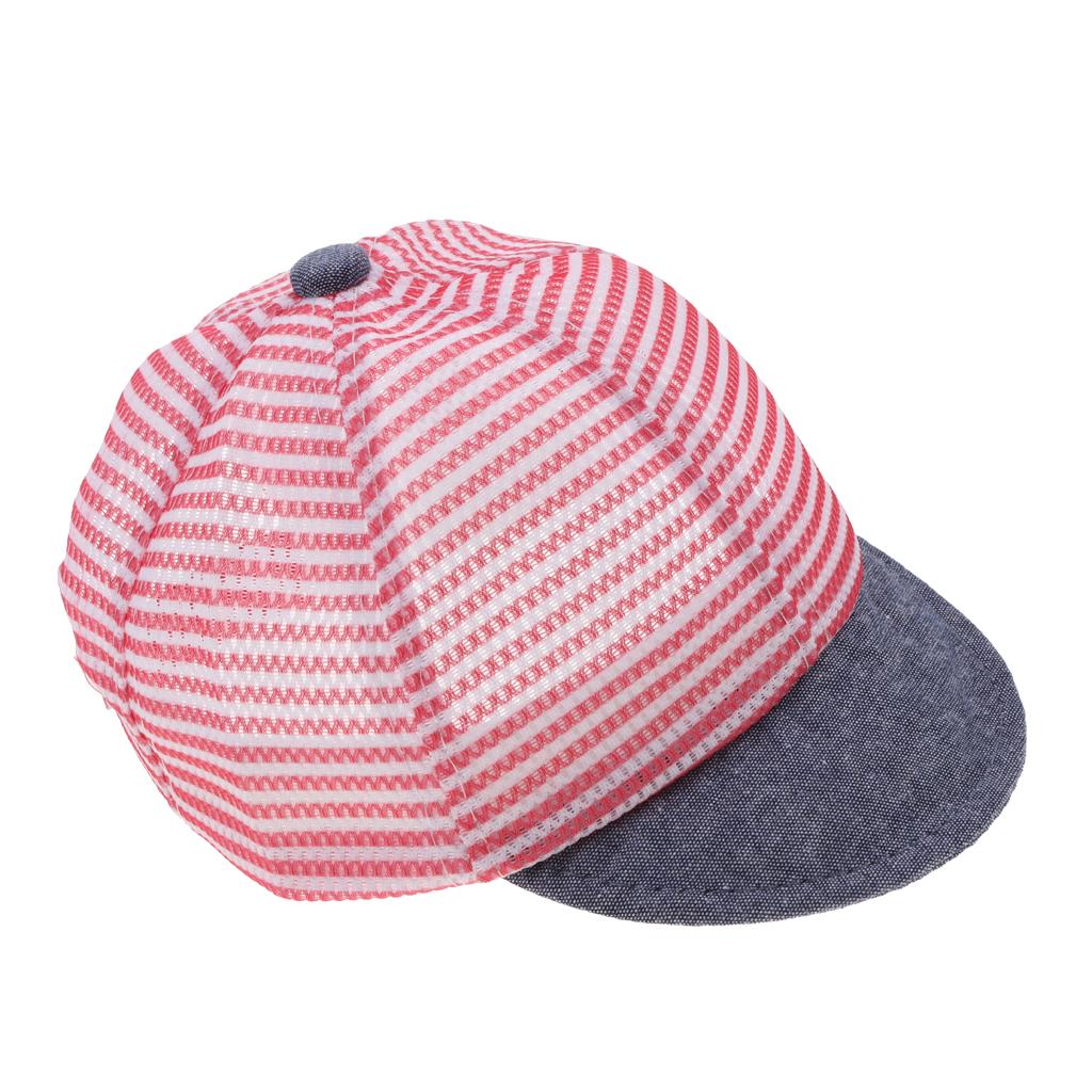 Baby Boy Hats Striped Soft Cotton Sunhat Baseball Cap Sun Hat Beret Mesh-Red