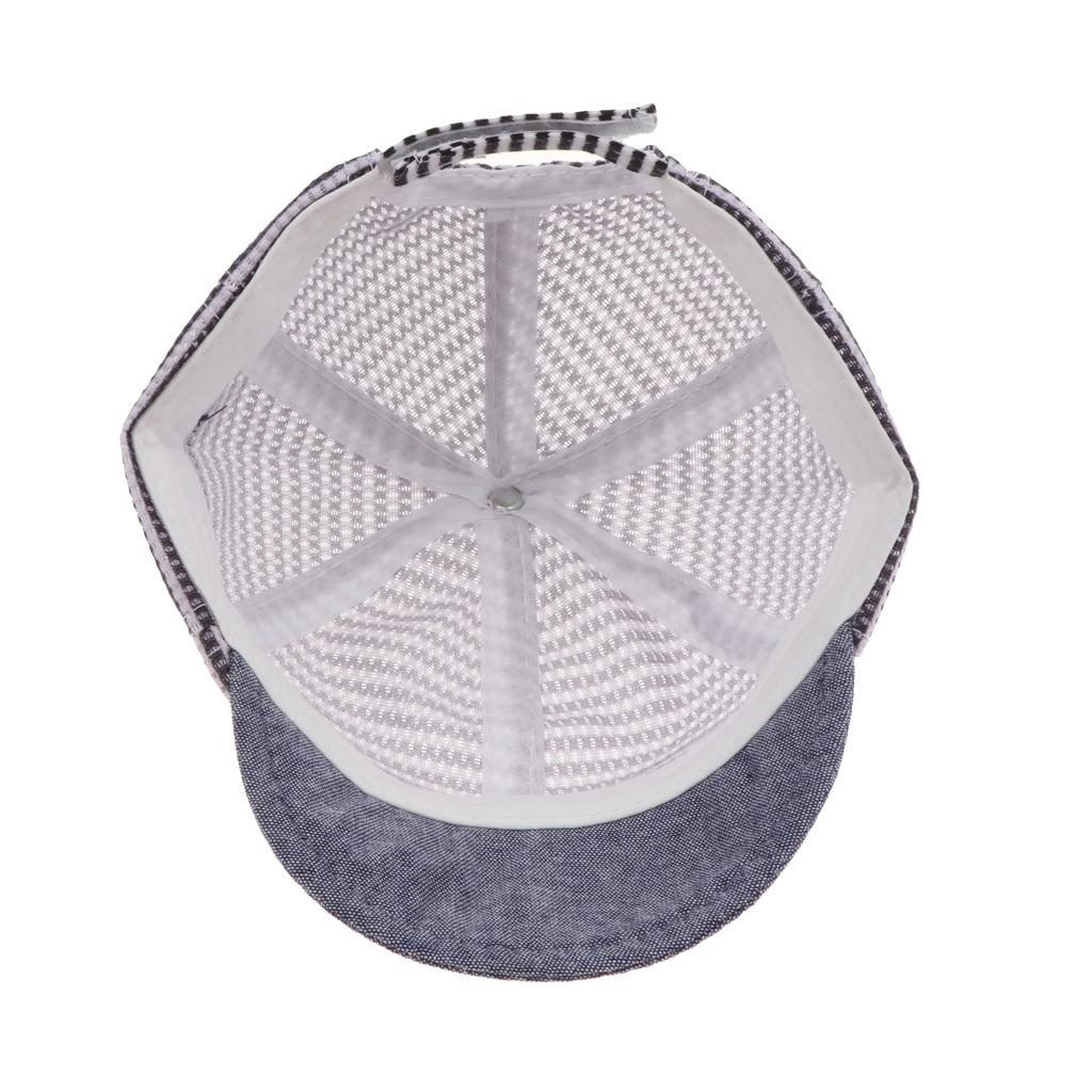 Baby Boy Hats Striped Soft Cotton Sunhat Baseball Cap Sun Hat Beret Mesh-Navy