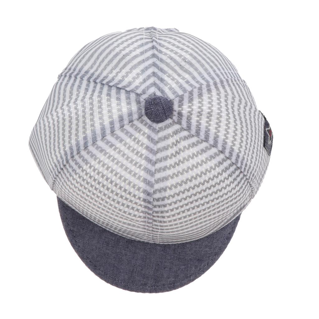 Baby Boy Hats Striped Soft Cotton Sunhat Baseball Cap Sun Hat Beret Mesh-Gray