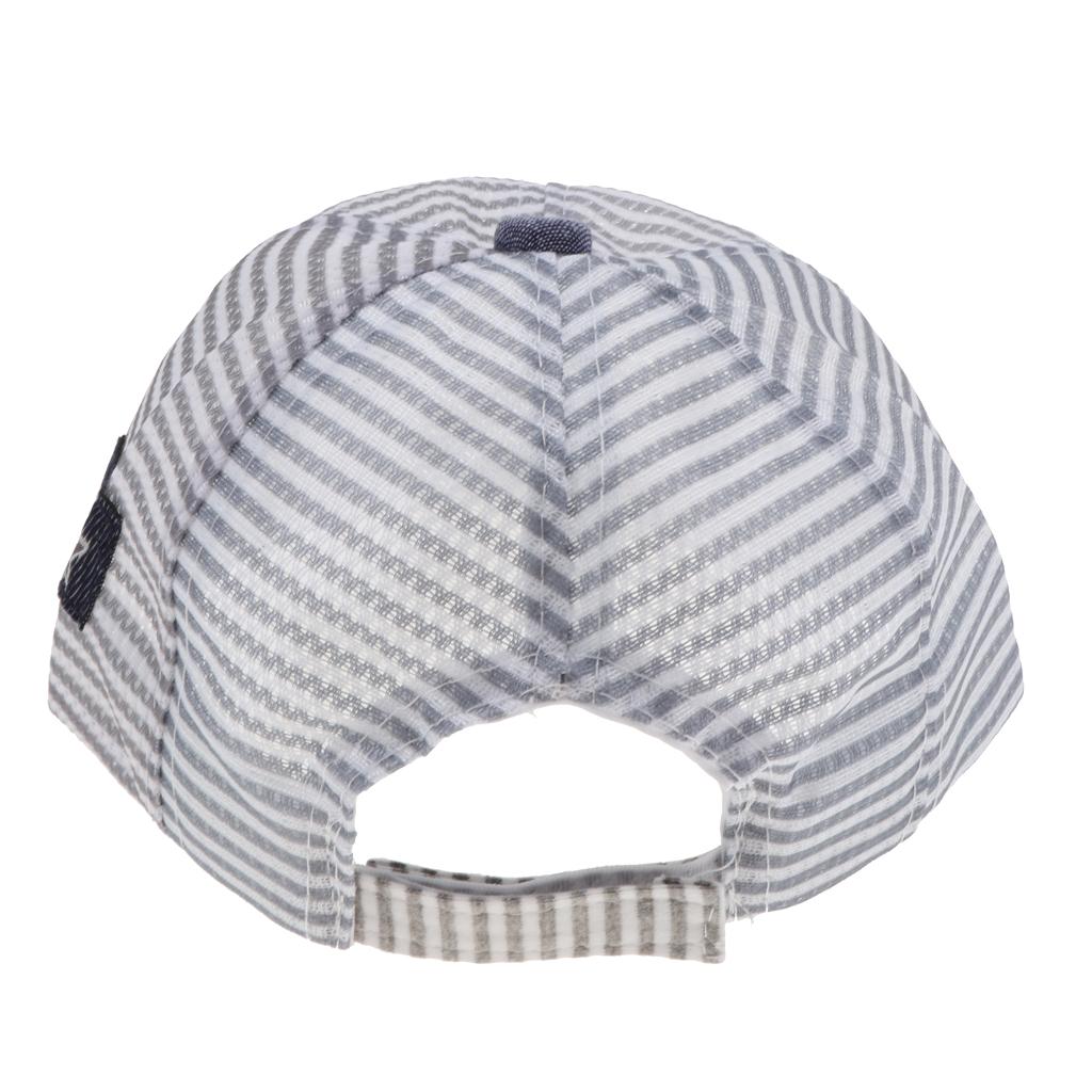 Baby Boy Hats Striped Soft Cotton Sunhat Baseball Cap Sun Hat Beret Mesh-Gray