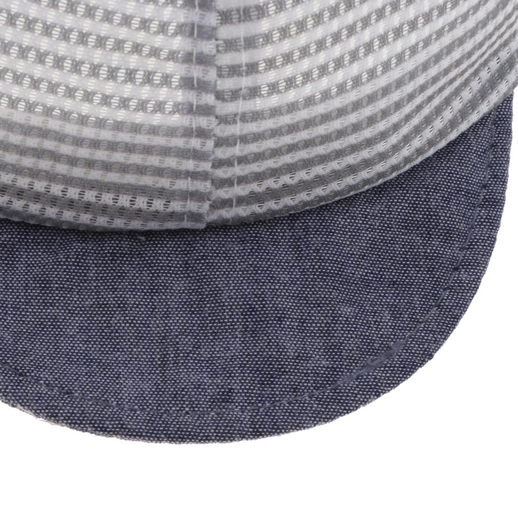 Baby Boy Hats Striped Soft Cotton Sunhat Baseball Cap Sun Hat Beret Mesh-Gray