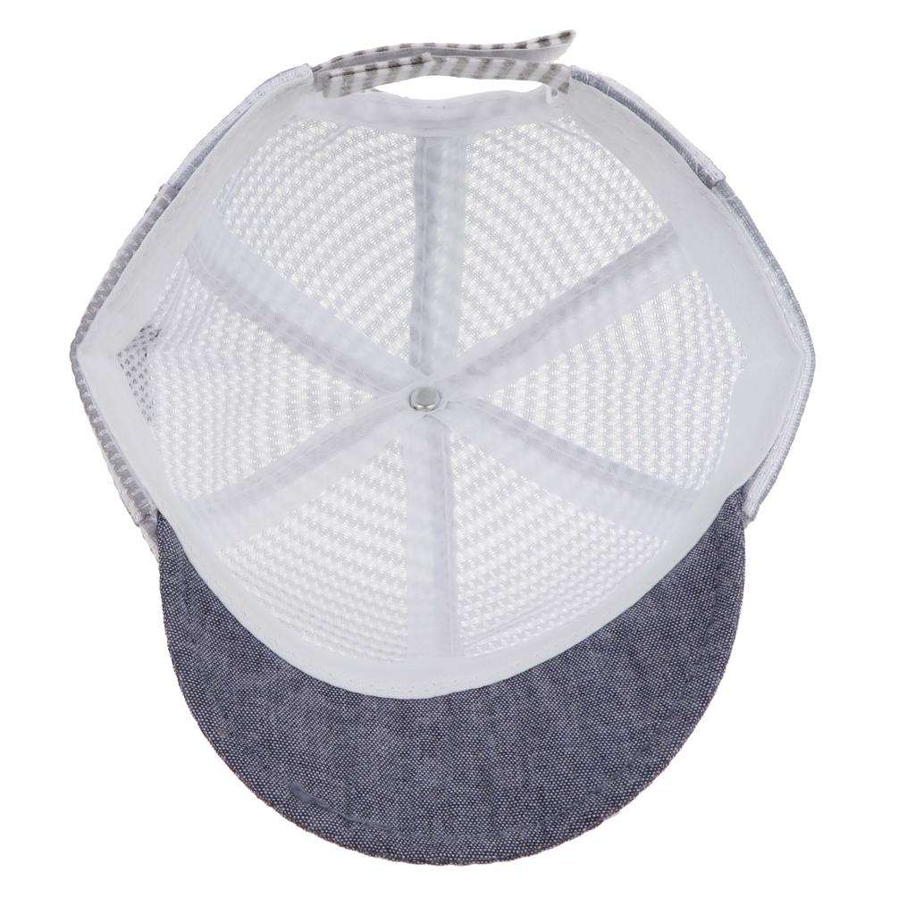 Baby Boy Hats Striped Soft Cotton Sunhat Baseball Cap Sun Hat Beret Mesh-Gray