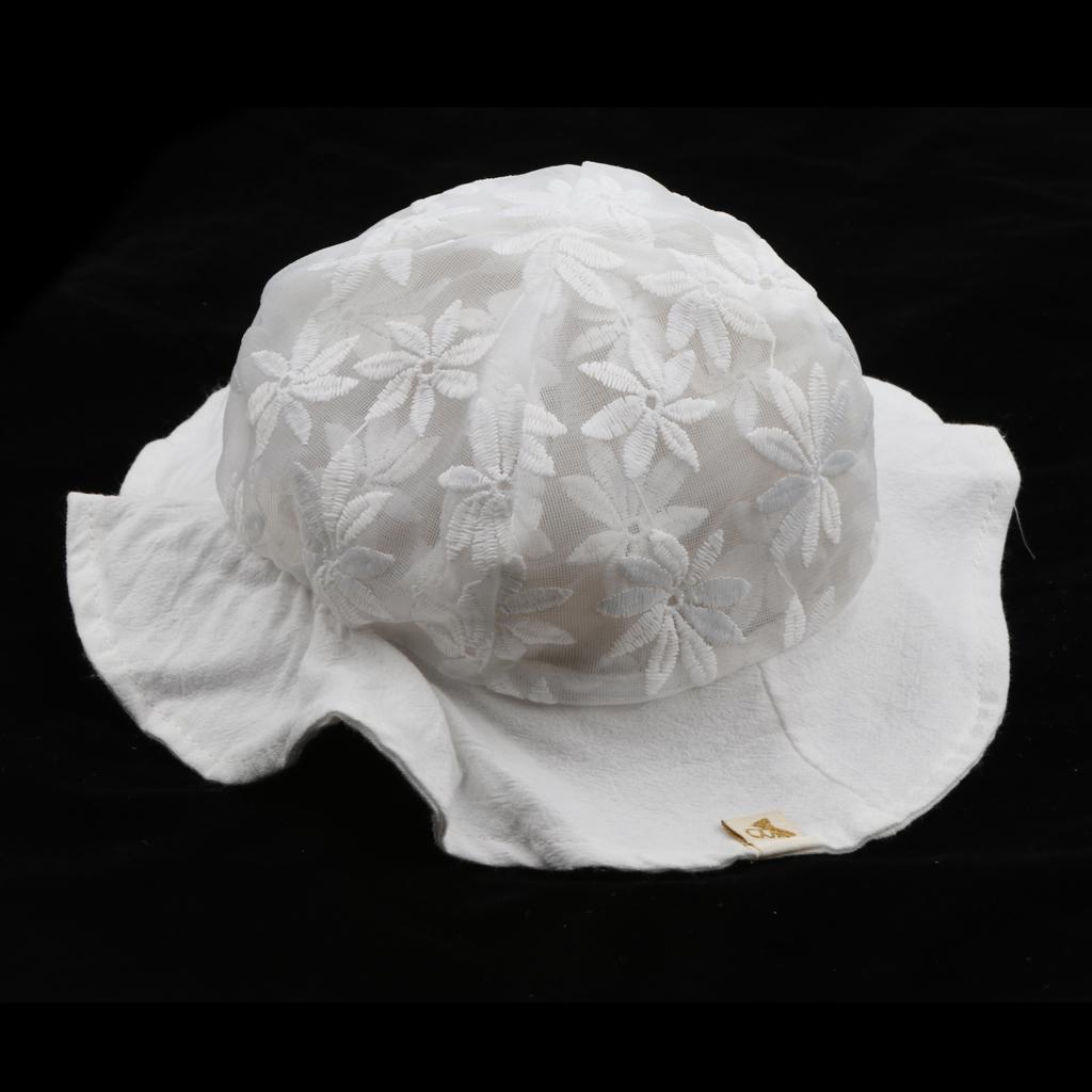 Baby Toddler Kids Bucket Breathable Sun Hat with Chin Strap White