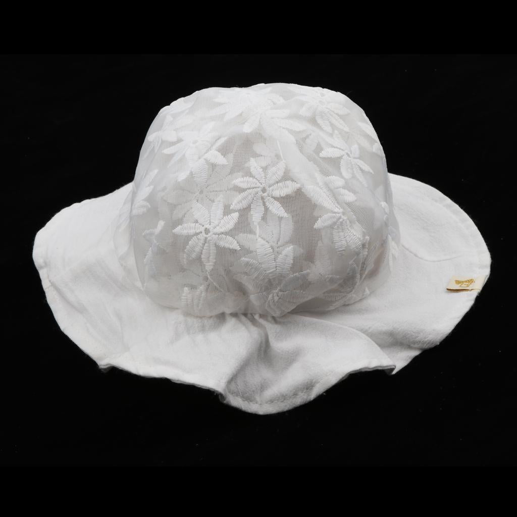 Baby Toddler Kids Bucket Breathable Sun Hat with Chin Strap White