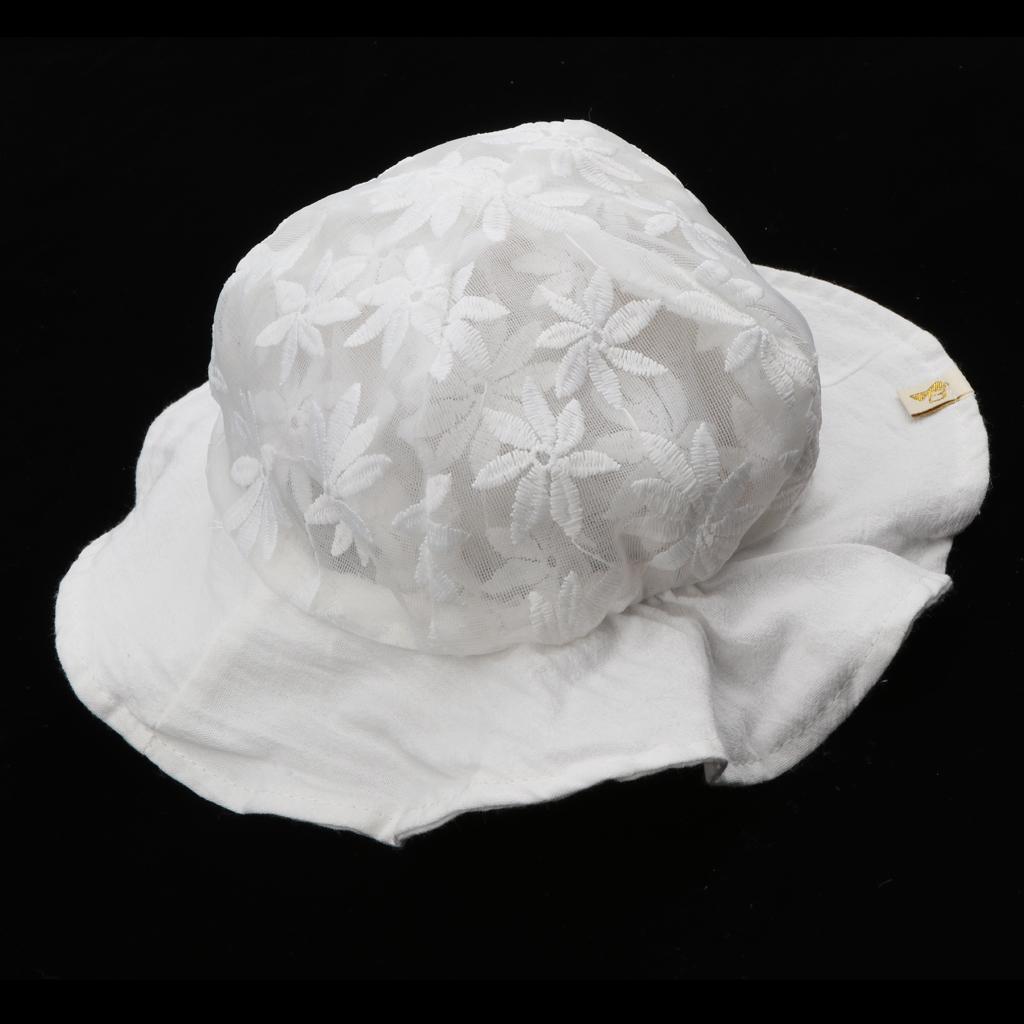 Baby Toddler Kids Bucket Breathable Sun Hat with Chin Strap White