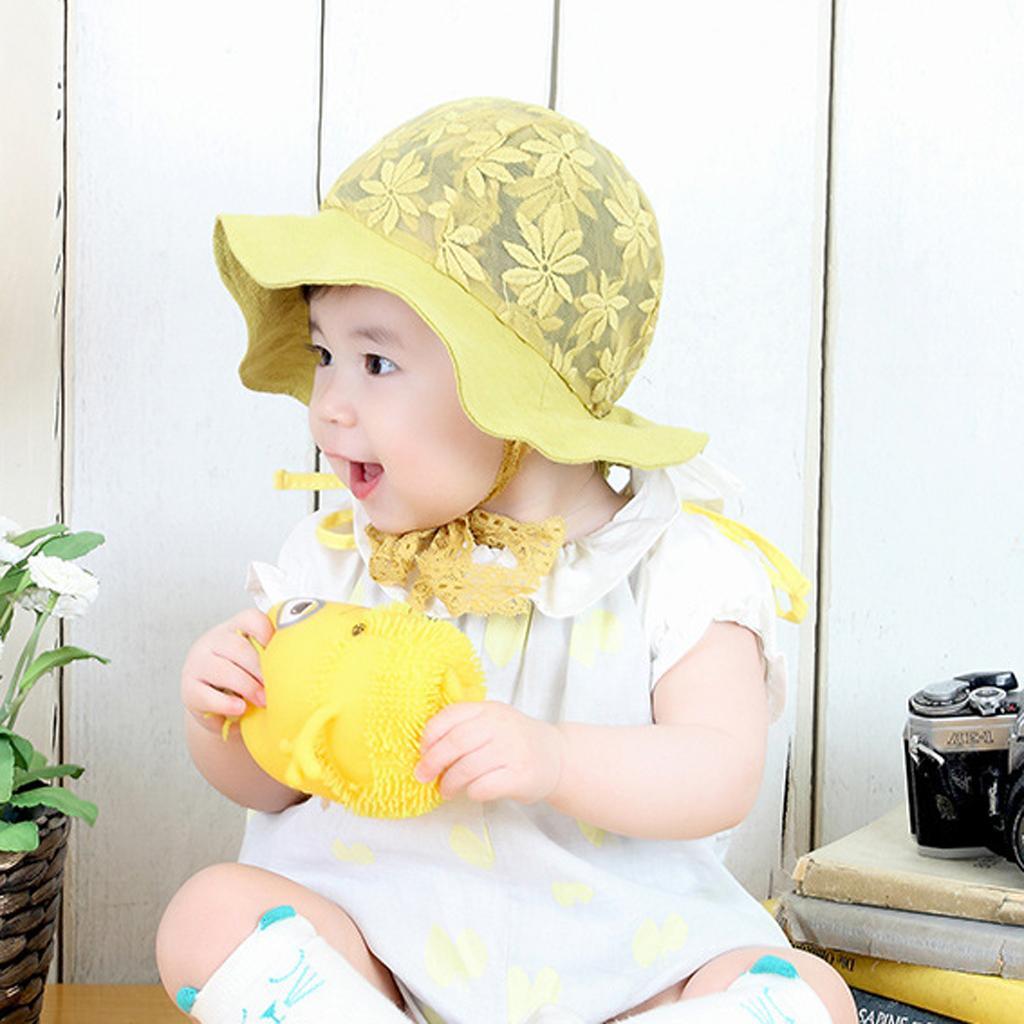 Baby Toddler Kids Bucket Breathable Sun Hat with Chin Strap Yellow