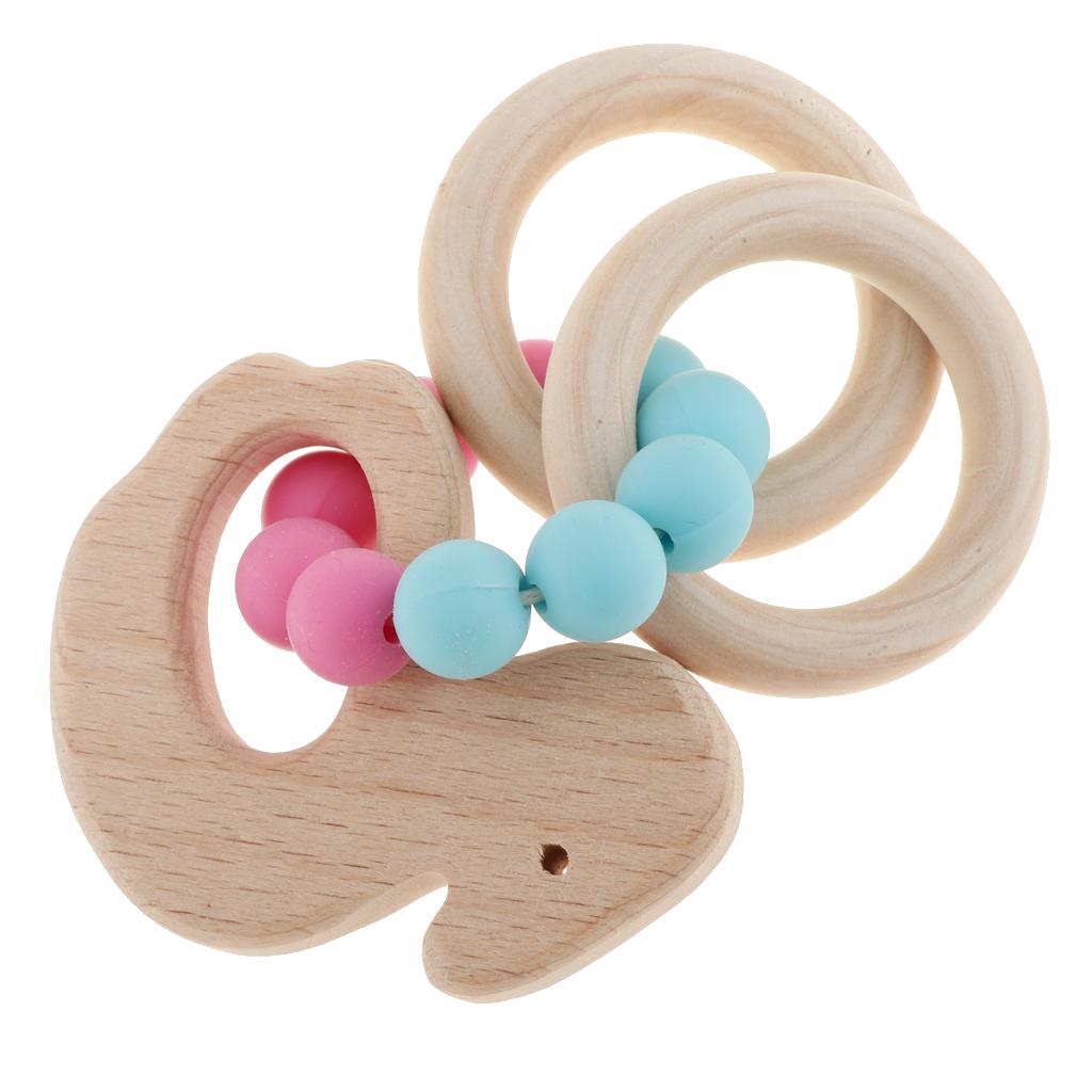 Baby Teething Bead Wood Teether Bracelet Infant Grasping Toy Swan