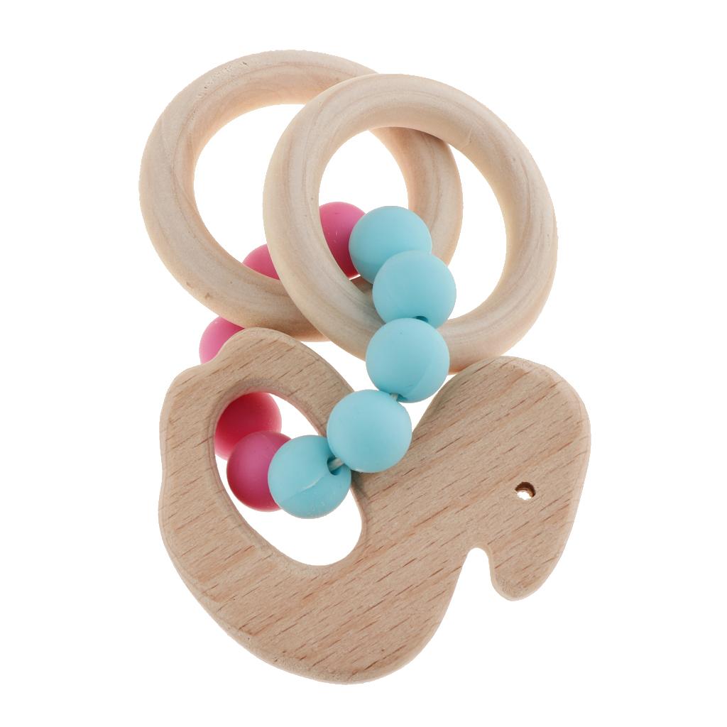 Baby Teething Bead Wood Teether Bracelet Infant Grasping Toy Swan