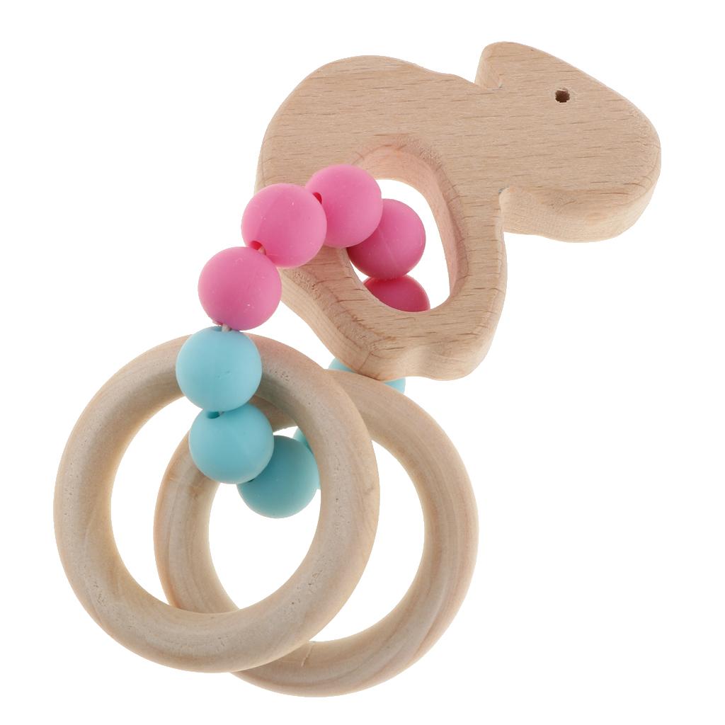 Baby Teething Bead Wood Teether Bracelet Infant Grasping Toy Swan