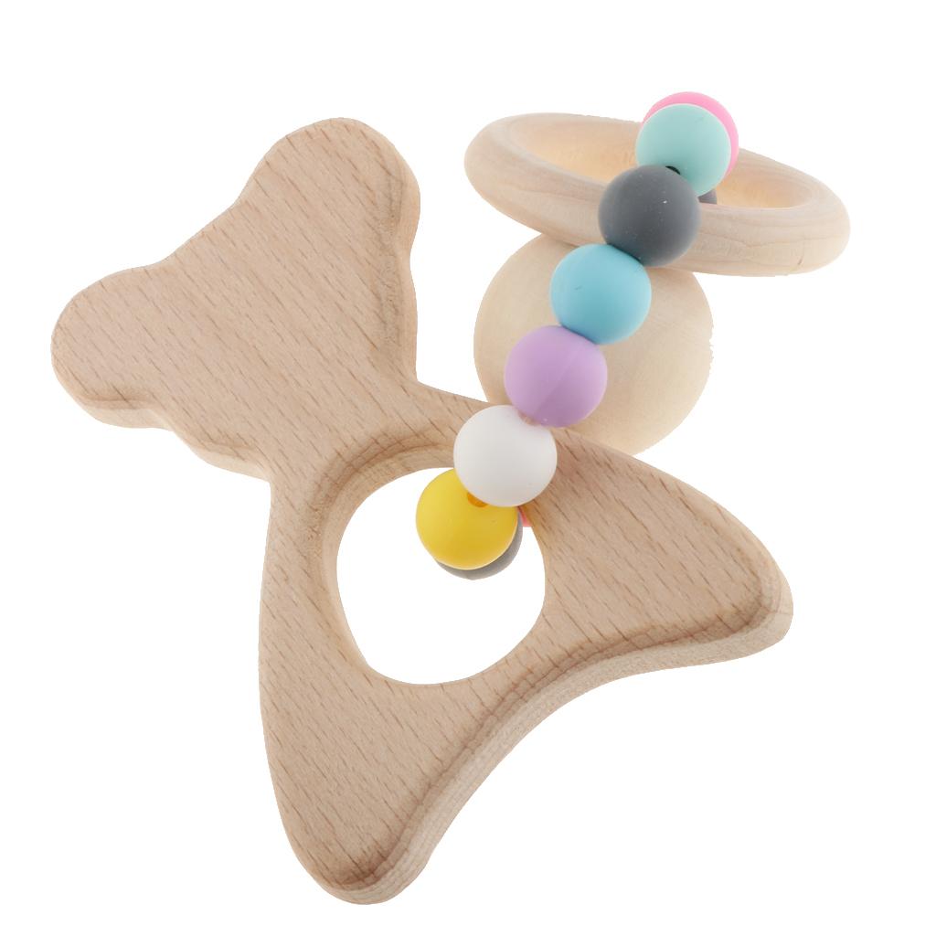 Baby Teething Bead Wood Teether Bracelet Infant Grasping Toy Bear