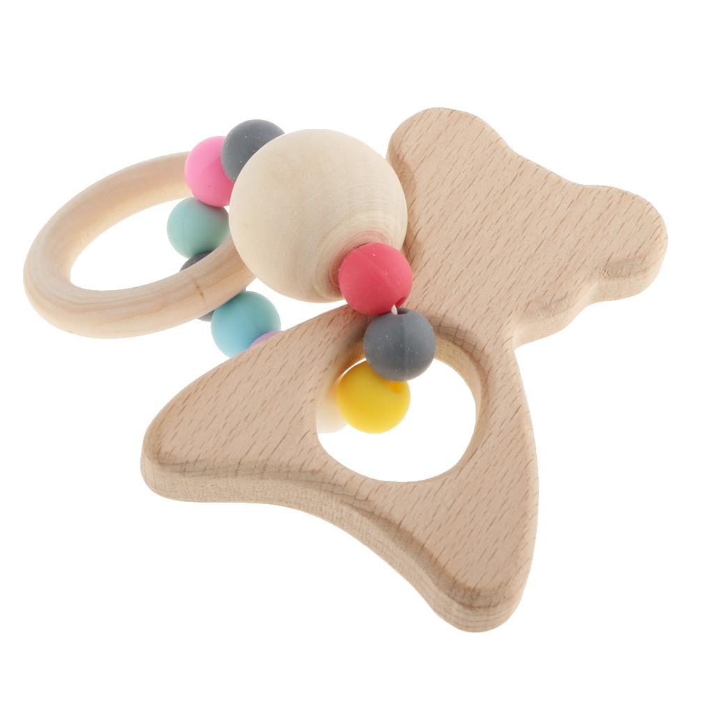 Baby Teething Bead Wood Teether Bracelet Infant Grasping Toy Bear