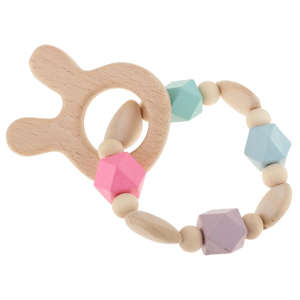 Baby Wooden Teether Nursing Bracelet Food Grade  Style 2-Rabbit