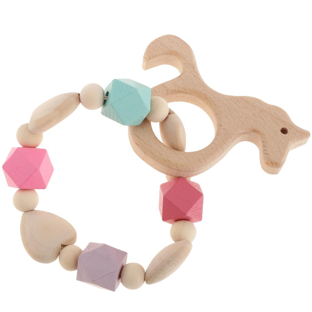 Baby Wooden Teether Nursing Bracelet Food Grade  Style 2-Horse