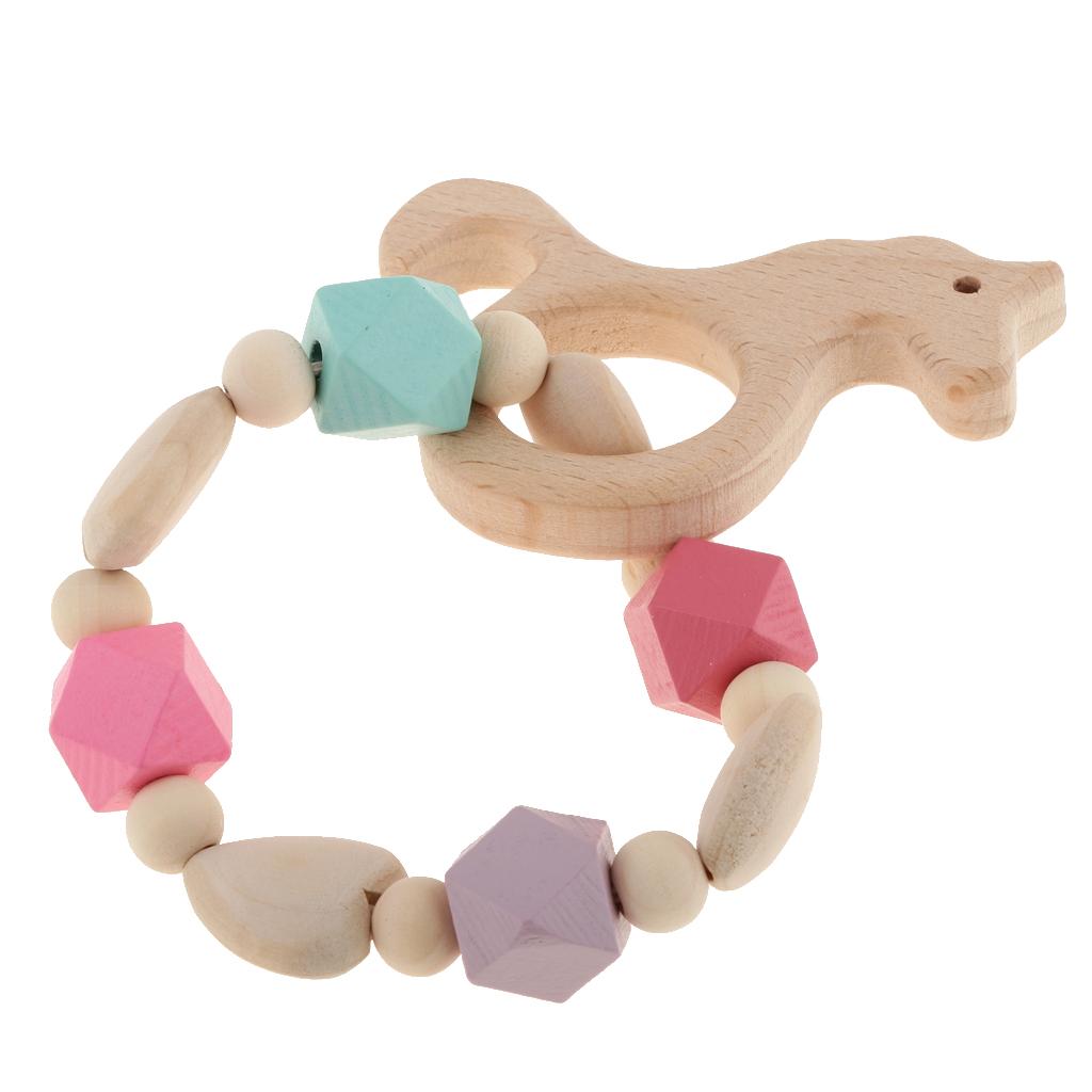 Baby Wooden Teether Nursing Bracelet Food Grade  Style 2-Horse