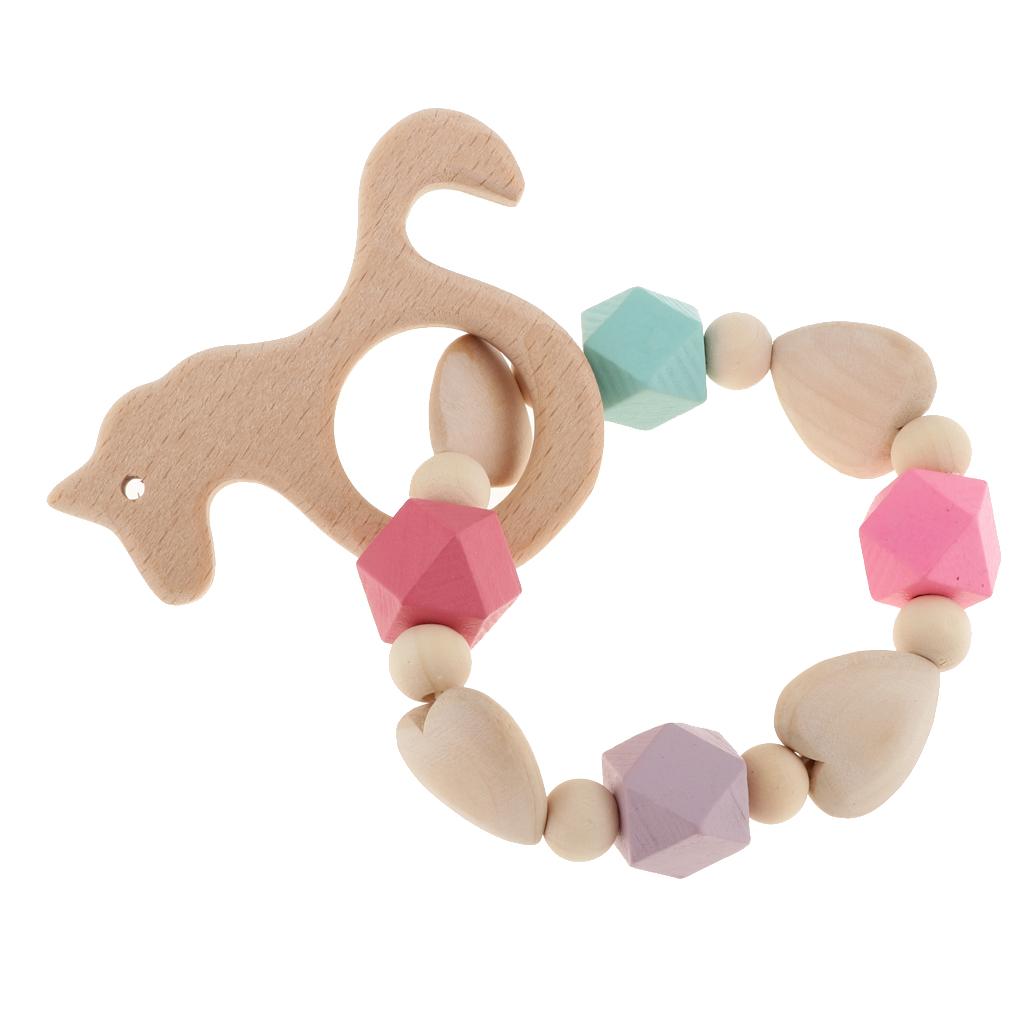 Baby Wooden Teether Nursing Bracelet Food Grade  Style 2-Horse