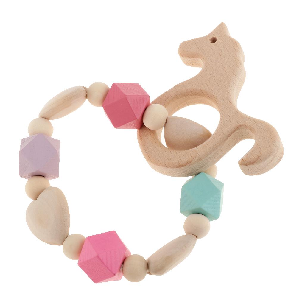 Baby Wooden Teether Nursing Bracelet Food Grade  Style 2-Horse