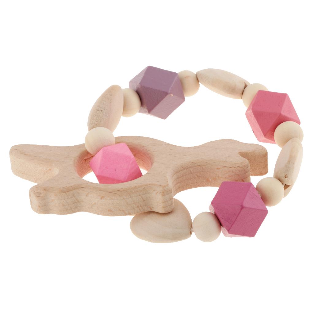 Baby Wooden Teether Nursing Bracelet Food Grade  Style 2-Dinosaur