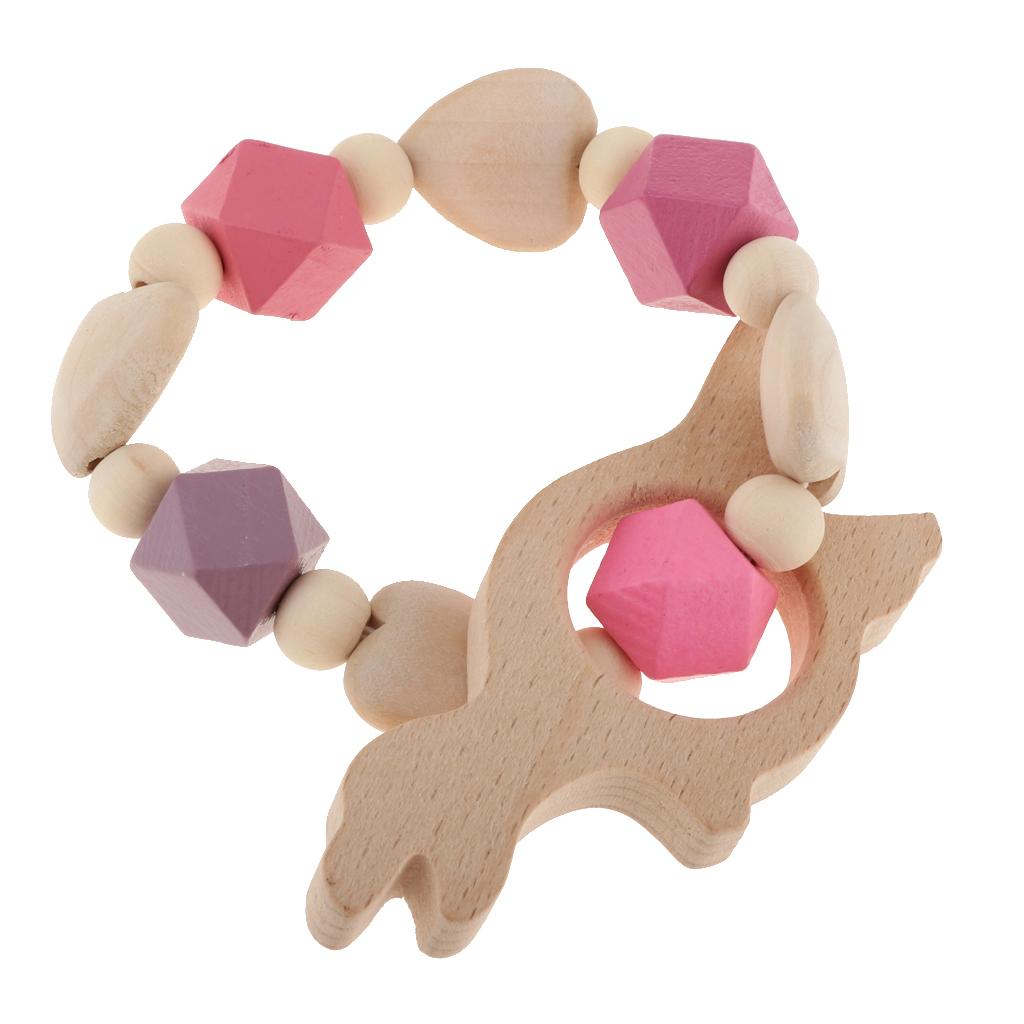 Baby Wooden Teether Nursing Bracelet Food Grade  Style 2-Dinosaur