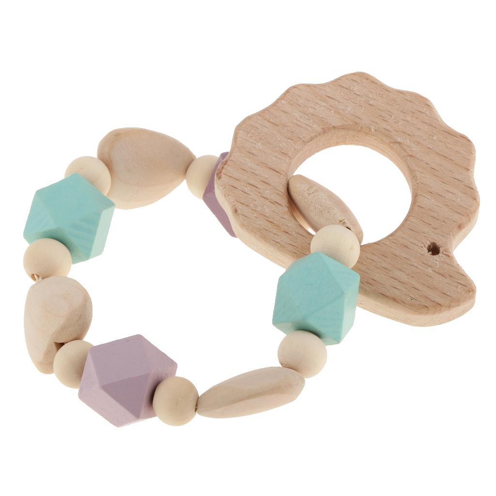 Baby Wooden Teether Nursing Bracelet Food Grade  Style 2-Hedgehog