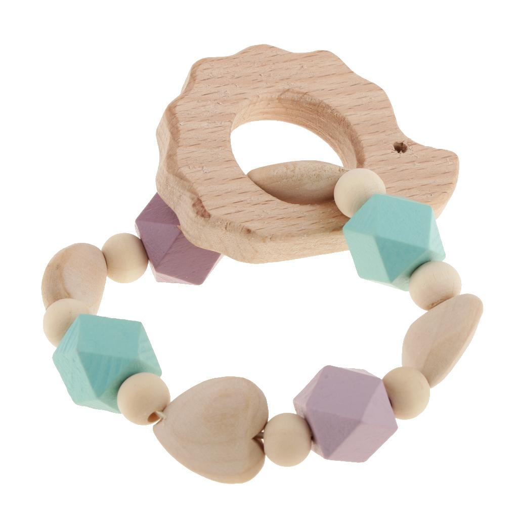 Baby Wooden Teether Nursing Bracelet Food Grade  Style 2-Hedgehog