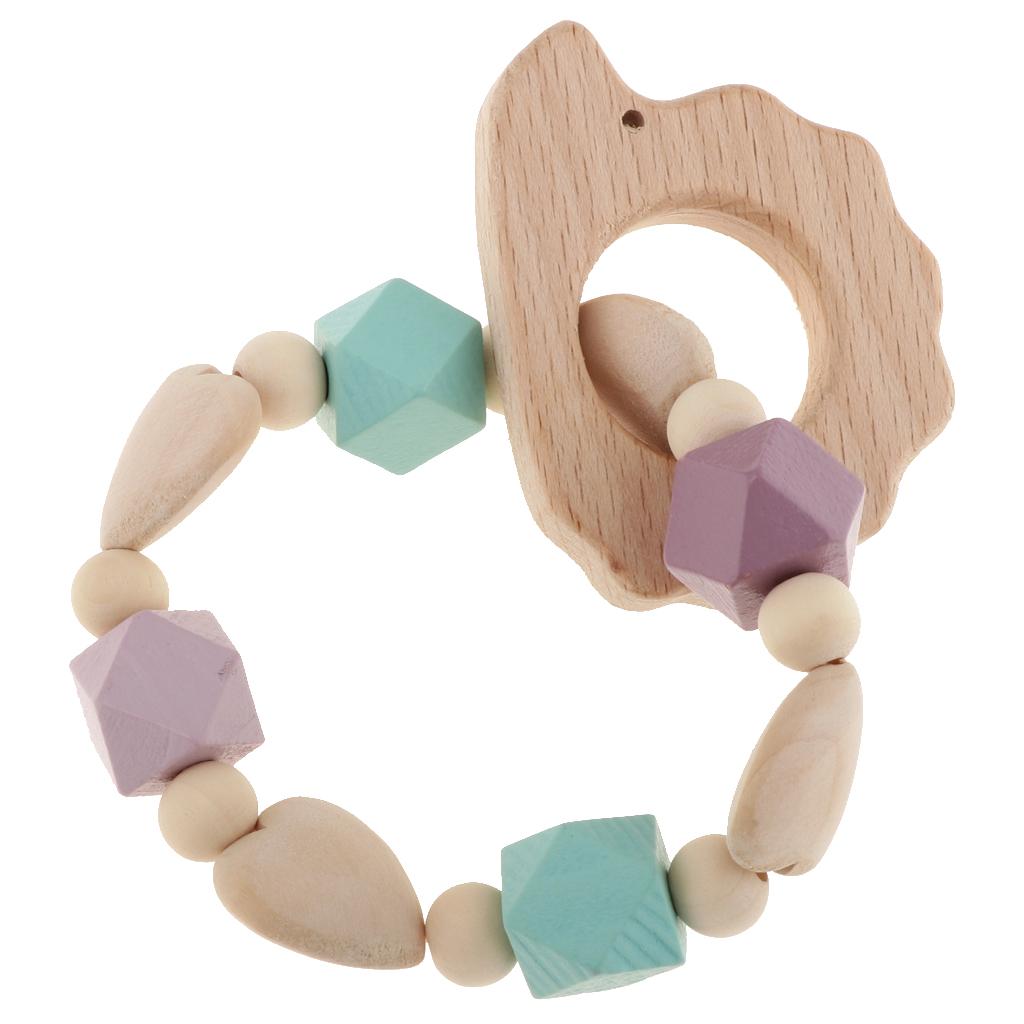 Baby Wooden Teether Nursing Bracelet Food Grade  Style 2-Hedgehog