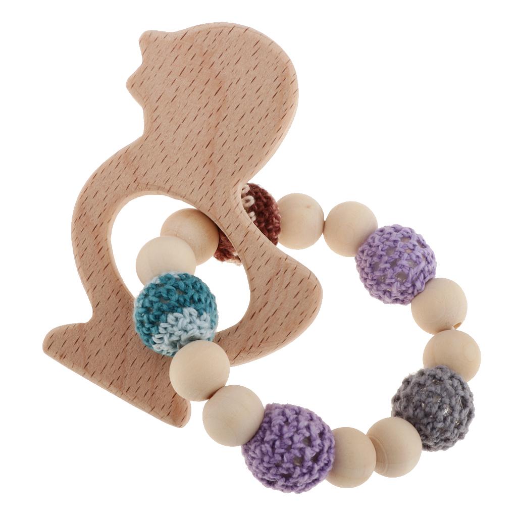 Baby Bracelets Wooden Teether Beads Teething Rattles Nursing Toy Chook