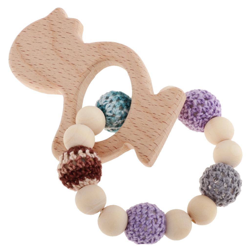 Baby Bracelets Wooden Teether Beads Teething Rattles Nursing Toy Chook