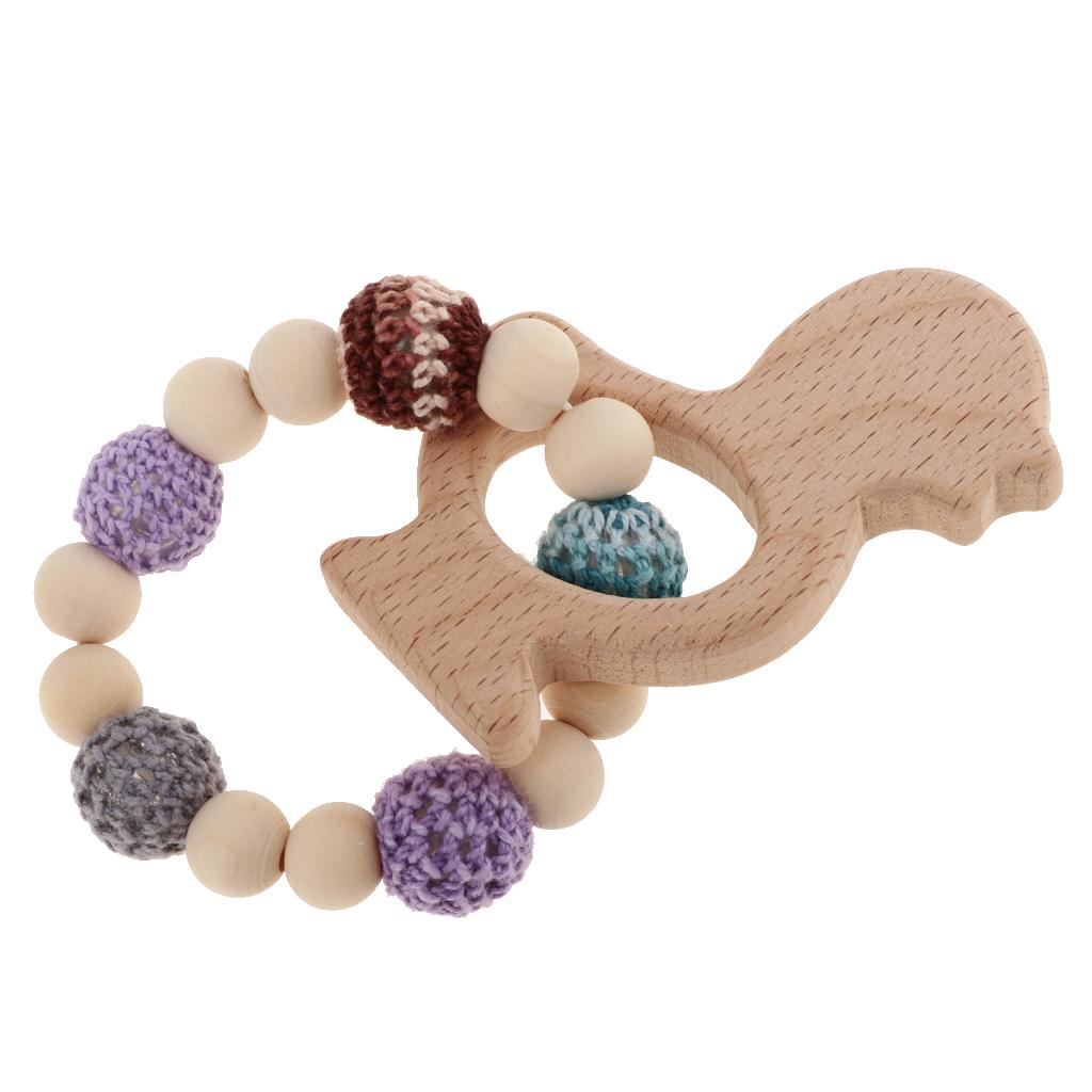Baby Bracelets Wooden Teether Beads Teething Rattles Nursing Toy Chook