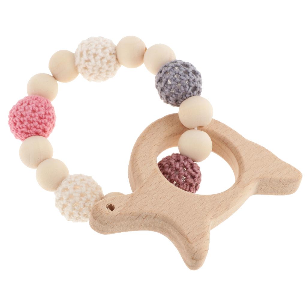 Baby Bracelets Wooden Teether Beads Teething Rattles Nursing Toy Turtle