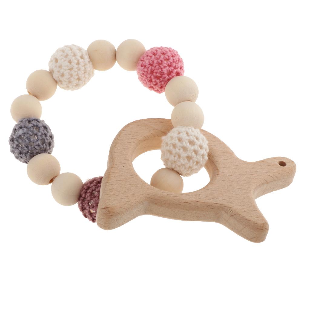 Baby Bracelets Wooden Teether Beads Teething Rattles Nursing Toy Turtle