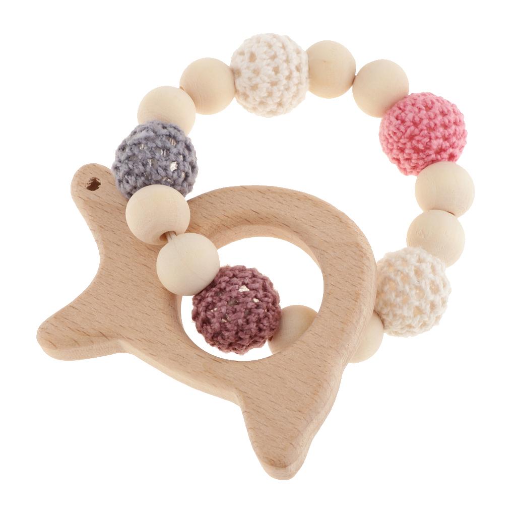 Baby Bracelets Wooden Teether Beads Teething Rattles Nursing Toy Turtle
