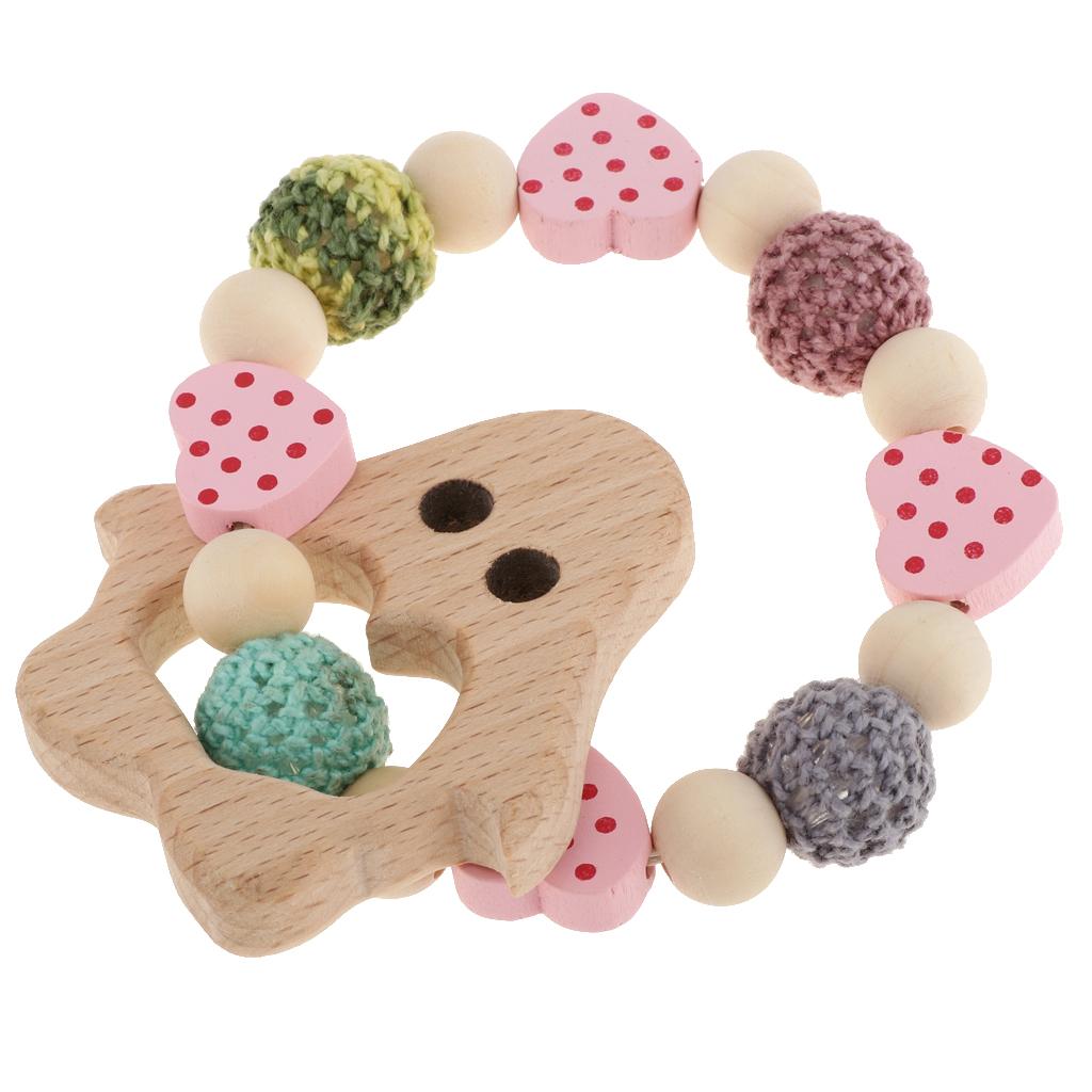 Baby Bracelets Wooden Teether Beads Teething Rattles Nursing Toy Penguin