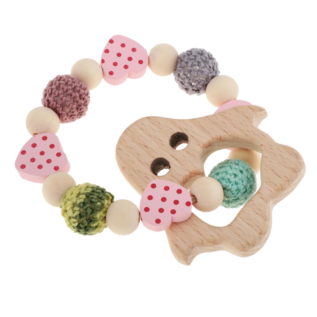 Baby Bracelets Wooden Teether Beads Teething Rattles Nursing Toy Penguin