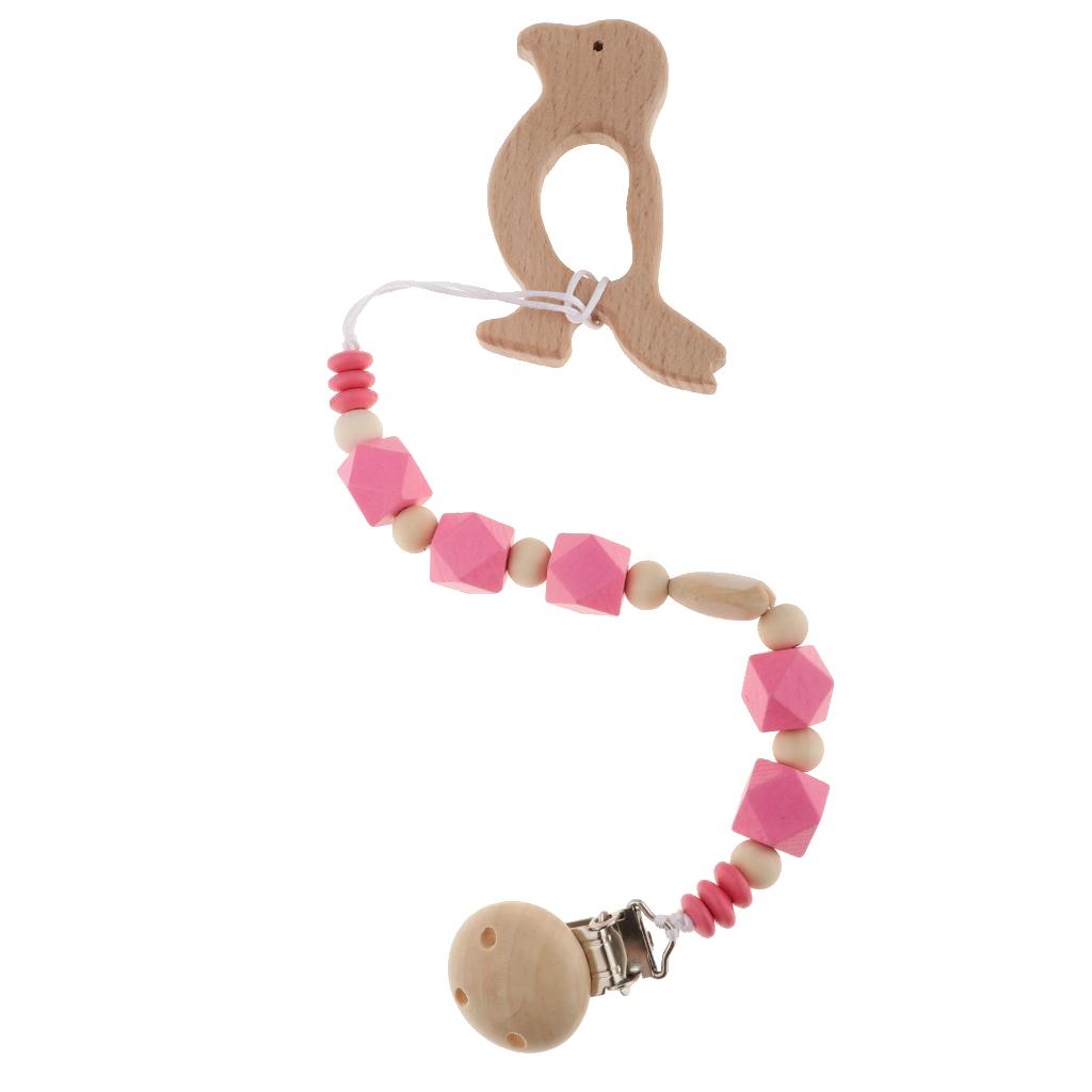 Baby Kids Color Wooden Children'S Cartoon Nipple Holder  Red Bird