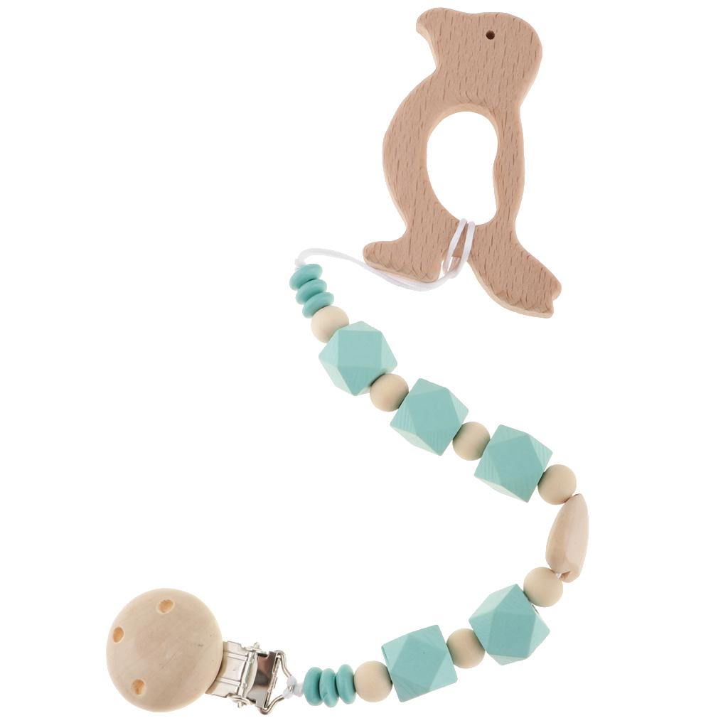 Baby Kids Color Wooden Children'S Cartoon Nipple Holder  Green Bird