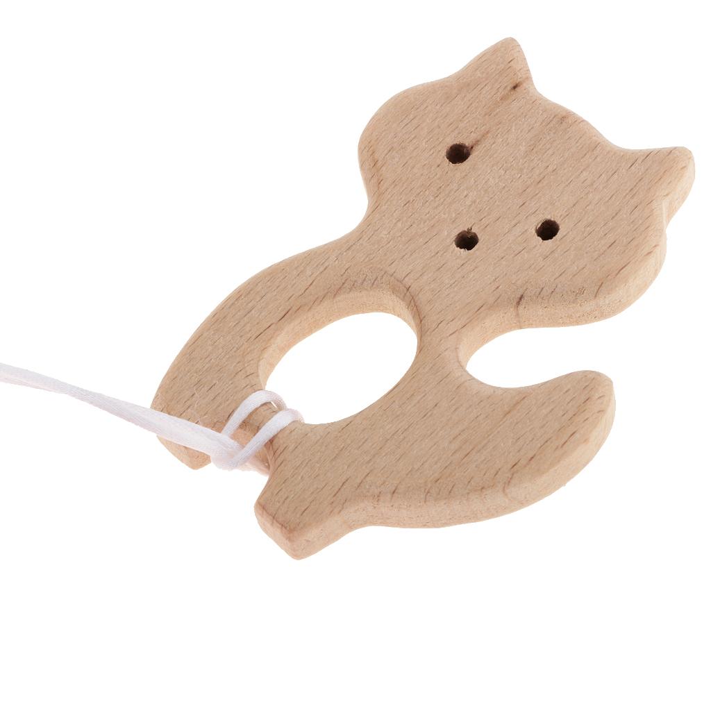 Baby Kids Color Wooden Children'S Cartoon Nipple Holder  Red Fox