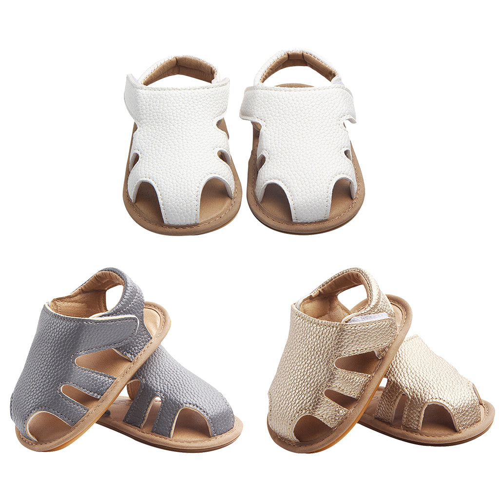 Baby Toddler Summer PU Hollow Sandals Boys Crib Pram Shoes First Walker 6-12M White