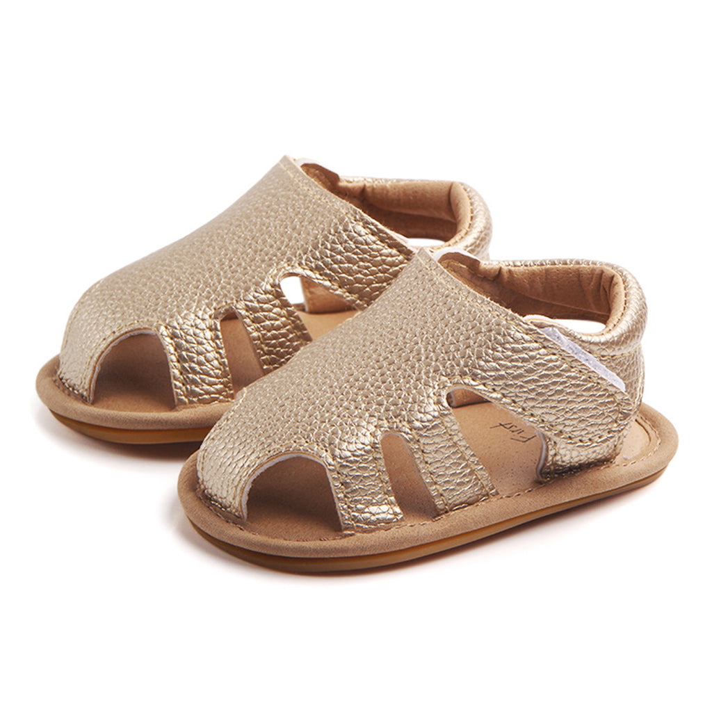 Baby Toddler Summer PU Hollow Sandals Boys Crib Pram Shoes First Walker 12-18M Gold