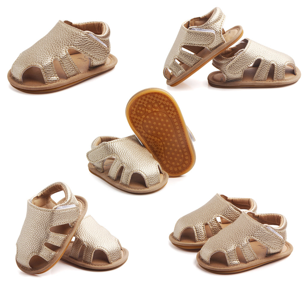 Baby Toddler Summer PU Hollow Sandals Boys Crib Pram Shoes First Walker 12-18M Gold