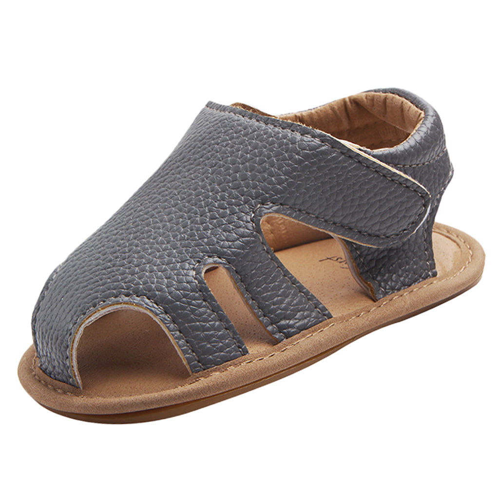 Baby Toddler Summer PU Hollow Sandals Boys Crib Pram Shoes First Walker 6-12M Gray