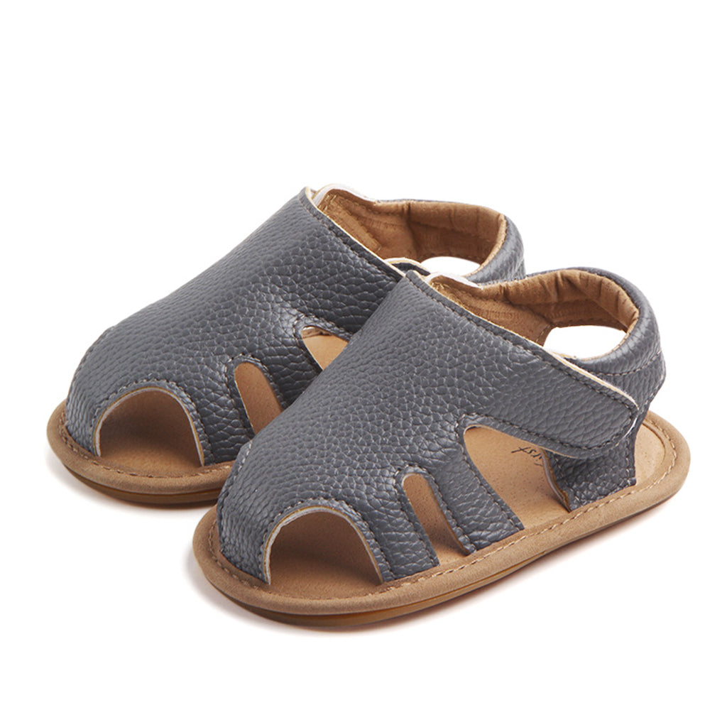 Baby Toddler Summer PU Hollow Sandals Boys Crib Pram Shoes First Walker 6-12M Gray