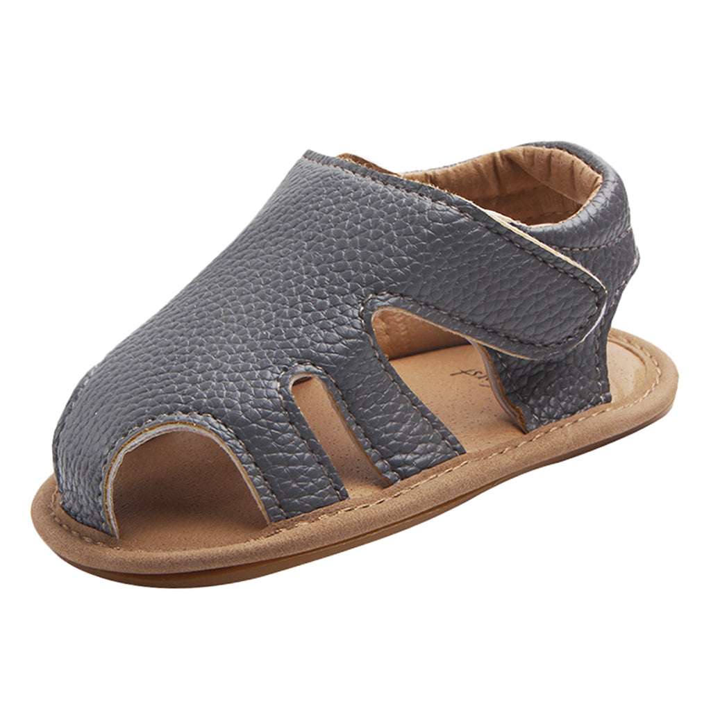 Baby Toddler Summer PU Hollow Sandals Boys Crib Pram Shoes First Walker 6-12M Gray