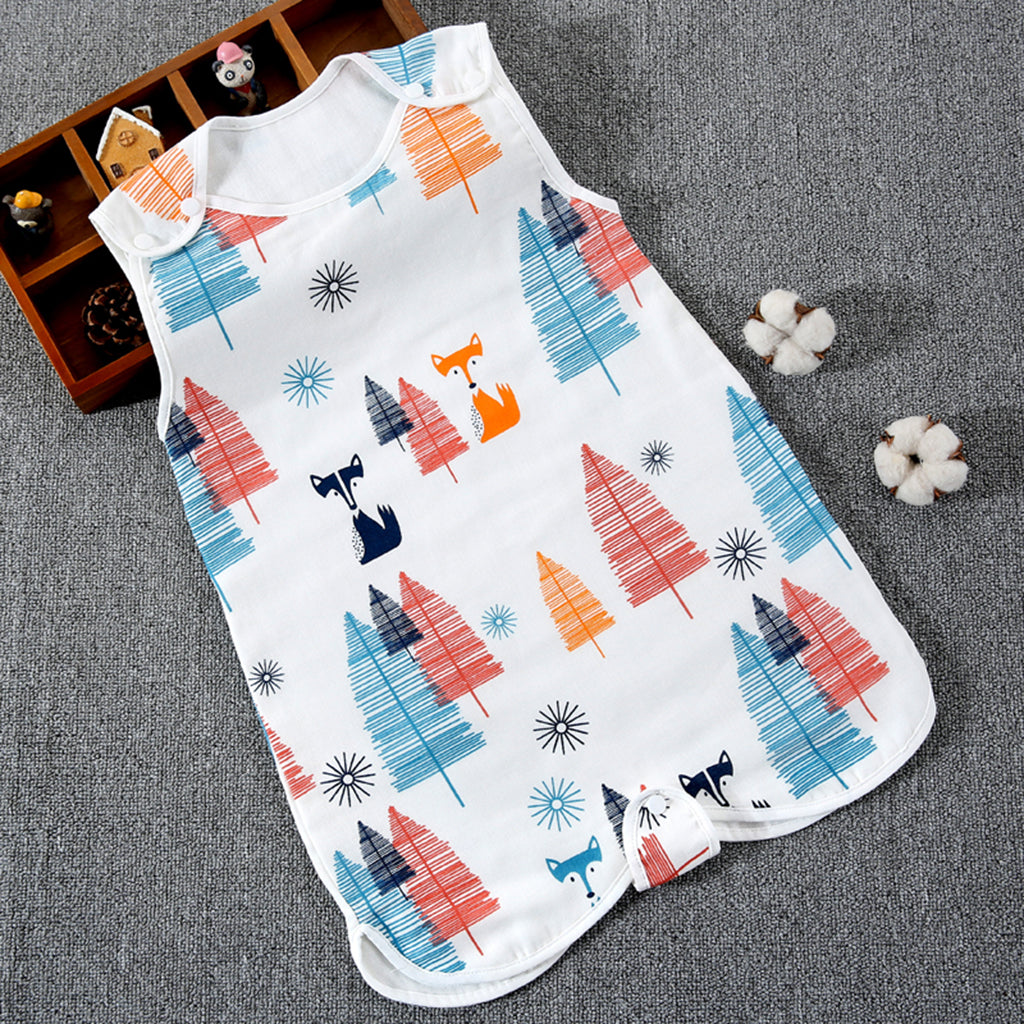 Infant Cotton Four-Layer Gauze Sleeveless Sleeping Bag M Forest