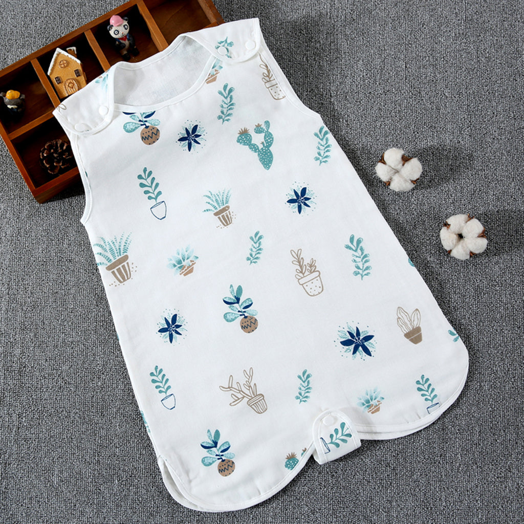 Infant Cotton Four-Layer Gauze Sleeveless Sleeping Bag M Flower pot