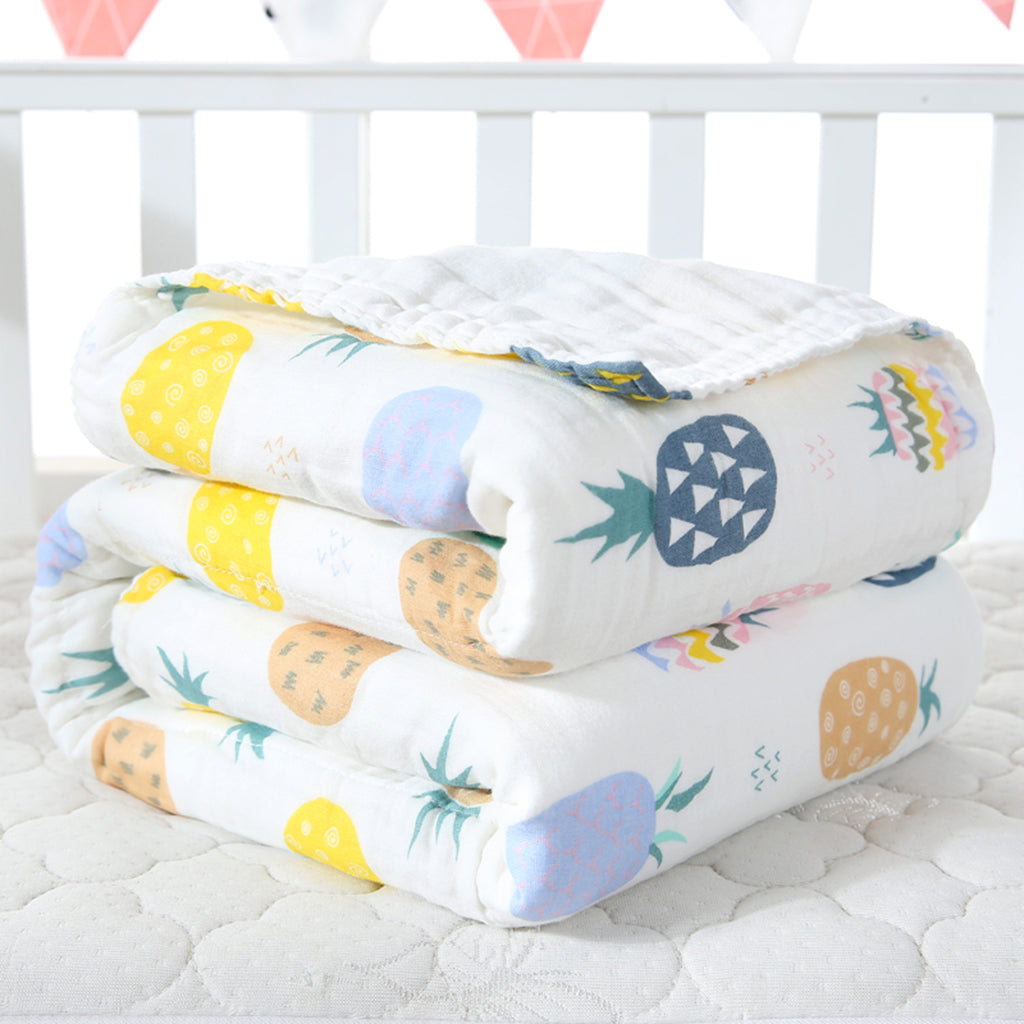 6 layer Cotton Baby Washcloth Towel Bath Feeding Wipe Cloth Gauze Pineapple