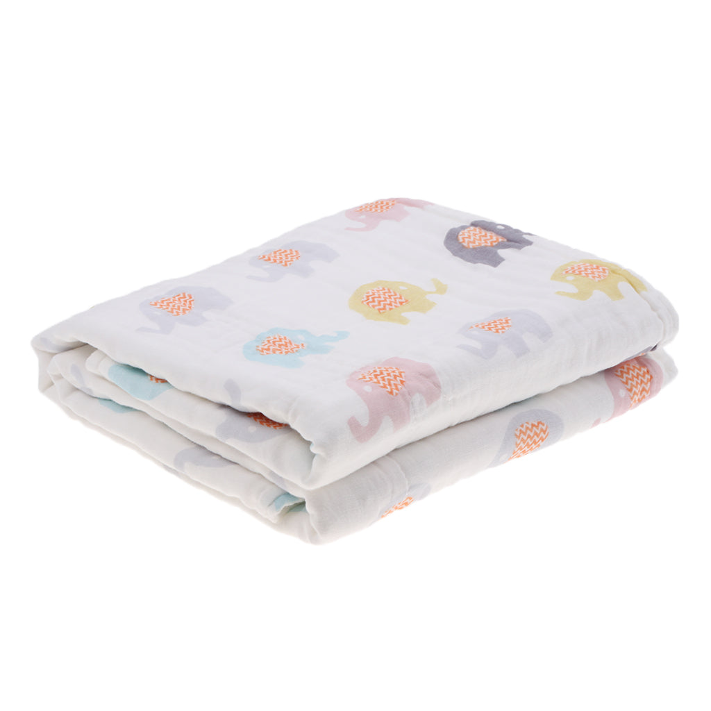 6 layer Cotton Baby Washcloth Towel Bath Feeding Wipe Cloth Gauze Elephant